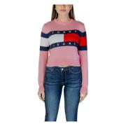 Tommy Jeans Rosa Långärmad Stickat Plagg Vår/Sommar Multicolor, Dam