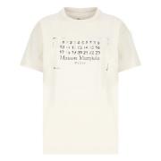 Maison Margiela Ivory Bomull T-shirt med Logotyp Beige, Dam