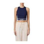 Elisabetta Franchi Blå Cropped Top med Racerback Blue, Dam