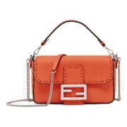 Fendi Orange Läder Crossbody Väska Orange, Dam