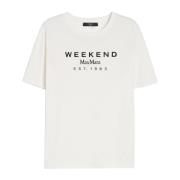 Max Mara Weekend Grafiskt Motiv Vit T-shirt White, Dam