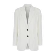 Brunello Cucinelli Vit Jacka med Monil Detalj White, Dam