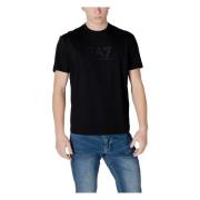 Emporio Armani EA7 Svart Basic Rund Hals T-shirt Black, Herr