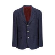 Brunello Cucinelli Glen Plaid Ull Blazer Jacka Blue, Herr