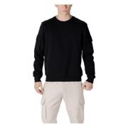 Antony Morato Svart Rund Hals Sweatshirt med Sidofickor Black, Herr