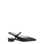 Carel Svarta läder Slingback balettskor Black, Dam