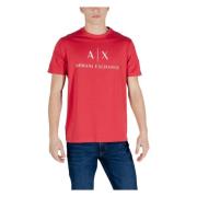 Armani Exchange Röd Tryckt Rund Hals T-shirt Red, Herr