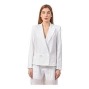 Armani Exchange Vit Dubbelknäppt Blazer Jacka White, Dam