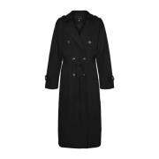 VERO MODA Svart Klassisk Trenchcoat med Revers Black, Dam