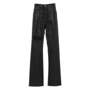 Golden Goose Svarta bomullsjeans med strassdetaljer Black, Dam