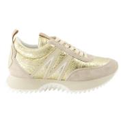 Moncler Gyllene Läder Pacey Sneakers Yellow, Dam