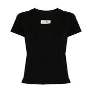 MM6 Maison Margiela Svart Bomull Jersey Crew Neck T-shirt Black, Dam