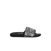 Versace Jeans Couture Svarta Slide Sandaler med Relief Logo Black, Her...