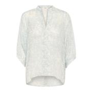 Soaked in Luxury Blå Stroke Print Blus Blue, Dam