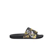 Versace Jeans Couture Svarta Slide Sandaler - Fondo Stil Black, Herr