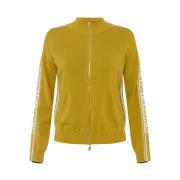 Elisabetta Franchi Gul Zip Sweatshirt med Grafiskt Logotyp Yellow, Dam