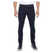 Versace Jeans Couture Mörkblå Skinny Fit Jeans med Logodetaljer Blue, ...