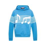 JUST DON Blå Tryckt Hoodie med Stave Print Blue, Herr