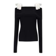 ROTATE Birger Christensen Off-Shoulder Tröja med Band Black, Dam