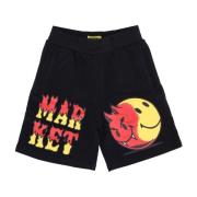 MARKET Smiley Svarta Sweatshorts Herr Tracksuit Black, Herr