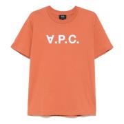 A.P.C. Orange Sammet Logo Crew Neck T-shirt Orange, Herr