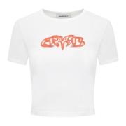 AMBUSH Vit Crewneck T-shirt med Framsida Tryck White, Dam