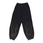 VISION OF SUPER Svarta Flammor Fleece Track Byxor Black, Dam