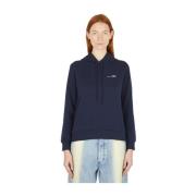 A.P.C. Logo Print Hooded Sweatshirt Blue, Dam