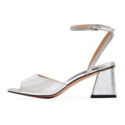 Cesare Gaspari Jewel Block Heels Sandals Aurora - Silver Gray, Dam