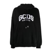 GCDS Svart Loose Hoodie för Män Black, Herr