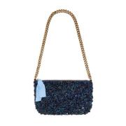 MALIPARMI Elegant Tweed Paillettes Pouch Blue, Dam