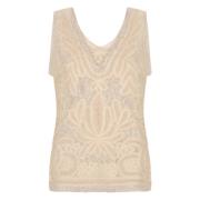 P.A.R.O.S.H. Spets Tank Top Polyamid White, Dam