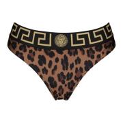 Versace Leopardmönstrade Bikinitrosor Brown, Dam