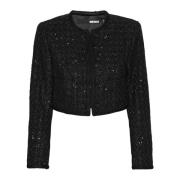 ROTATE Birger Christensen Snygg Boucle Crop Jacket Black, Dam