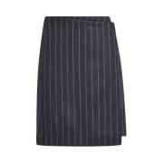 MALIPARMI Pinstripe Omlottkjol Gray, Dam