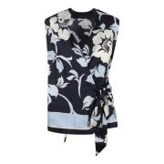 P.A.R.O.S.H. Blommig Silke V-ringad Wrap Skjorta Multicolor, Dam