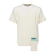 AMBUSH Logotyp Bomull T-shirt med Ribbade Kanter Beige, Herr