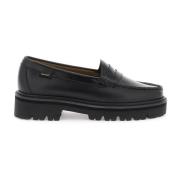 G.H. Bass & Co. Läder Lug Loafers med Komfort Fotbädd Black, Dam