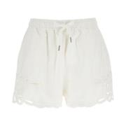 Isabel Marant Étoile Vit Broderad Dragsko Shorts Kvinna White, Dam