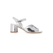 DEL CARLO Silver Sprucket Läder Sandaler Gray, Dam