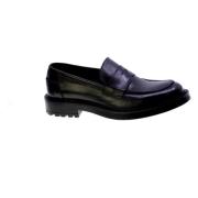 Exton Svart Penny Loafer i Mjukt Borstat Läder Black, Herr