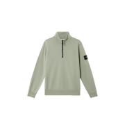 Stone Island Grön Halv Zip Bomullsweatshirt Green, Herr