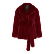 Cesare Gaspari Faux Fur &amp; Shearling Jackets Red, Dam