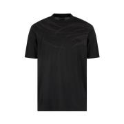 Emporio Armani Svart bomullst-shirt med broderi Black, Herr