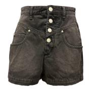 Isabel Marant Étoile Denim Shorts Knappgylf Fem-Fickkonstruktion Logop...