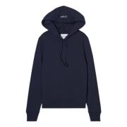 Closed Bomull Jersey Hoodie med Logobroderi Blue, Dam