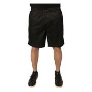 Dolce & Gabbana Svarta Jersey Dragsko Shorts Black, Herr