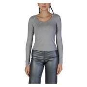 VERO MODA Silver Rund Hals Stickat Plagg Gray, Dam