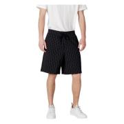 Armani Exchange Svart Tryck Bomull Spets Shorts Black, Herr