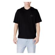 Armani Exchange Svart Bomull T-shirt Rund Hals Black, Herr